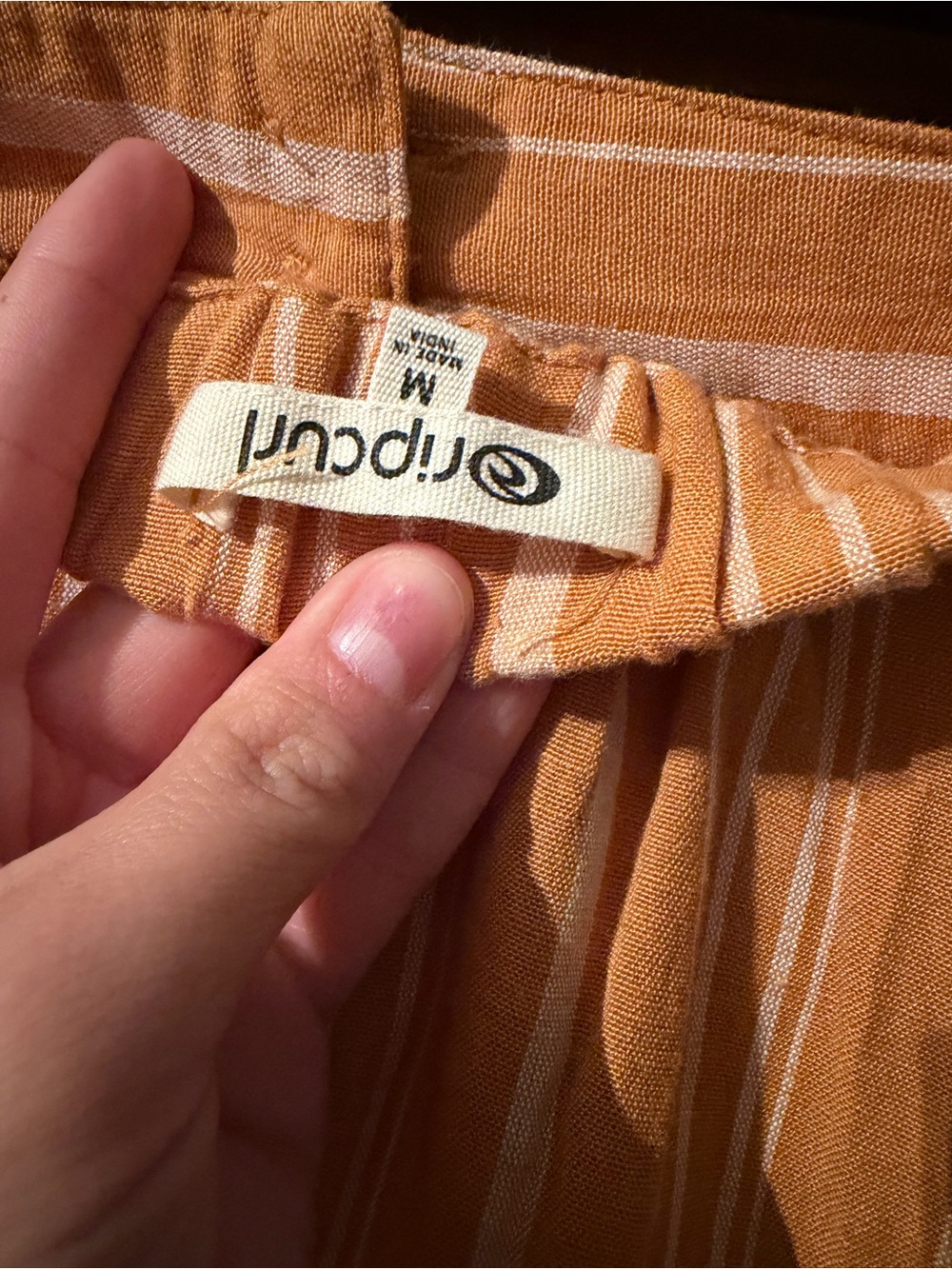 Rip Curl Rust Orange Striped Midi Skirt